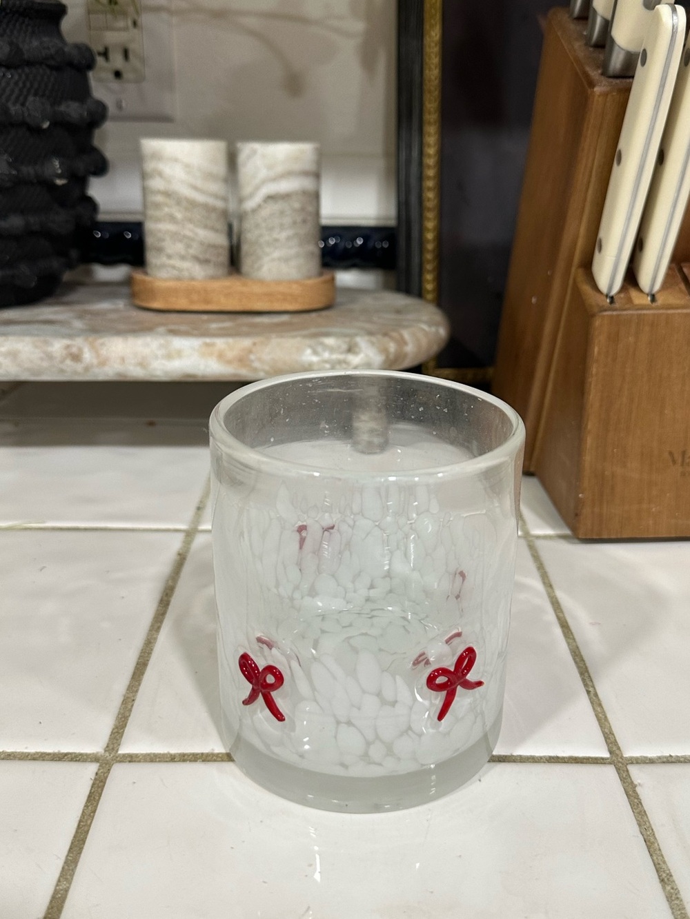 Red Bow Juice Icon Glass NWOT
